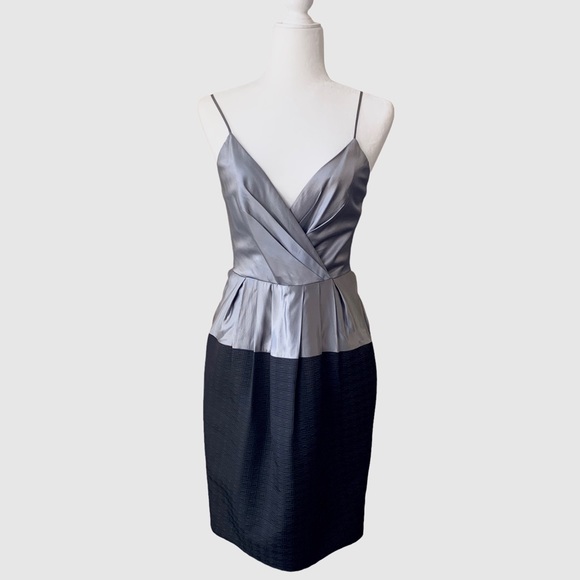 BCBG MAX AZRIA BLACK GREY SPAGHETTI STRAP COCKTAIL DRESS FORMAL DRESS - Picture 13 of 13